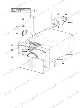 Взрыв-схема плиты (духовки) John Lewis JLDUOS705 - Схема узла H10 Main Oven Cavity (large)